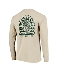 Image One Men's Natural Michigan State Spartans Comfort Colors Mascot Overlay Long Sleeve T-Shirt