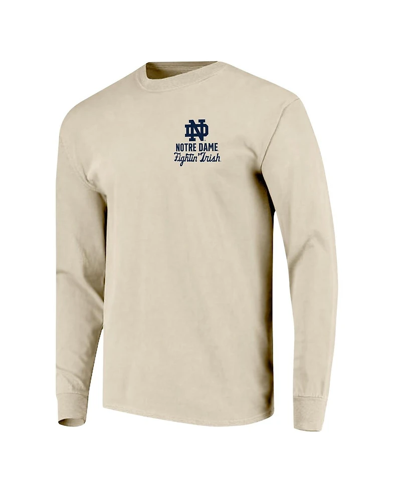 Image One Men's Natural Notre Dame Fighting Irish Comfort Colors Mascot Overlay Long Sleeve T-Shirt