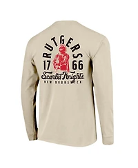 Image One Men's Natural Rutgers Scarlet Knights Comfort Colors Mascot Overlay Long Sleeve T-Shirt