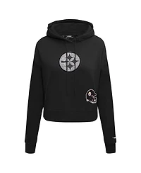 Pro Standard Women's Black Pittsburgh Steelers Jeweled Cropped Pullover Hoodie
