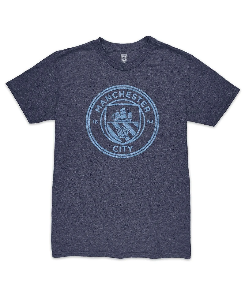 1863FC Men's Heather Navy Manchester City Color Crest Twisted Tri-Blend T-Shirt