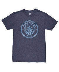 1863FC Men's Heather Navy Manchester City Color Crest Twisted Tri-Blend T-Shirt