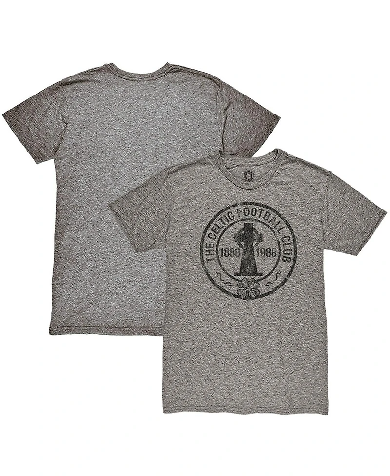 1863FC Men's Heather Gray Celtic Retro Crest Twisted Tri-Blend Slub T-Shirt
