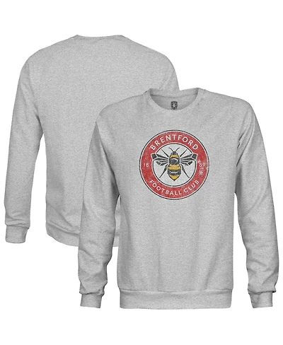 1863FC Men's Heather Gray Brentford Fc Color Badge Pullover Sweatshirt