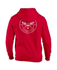 1863FC Men's Red Brentford Fc Wordmark Fleece Pullover Hoodie