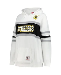 Mitchell & Ness Women's White Pittsburgh Steelers Plus Head Coach Throwback Pullover Hoodie