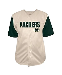 Fanatics Men's Jordan Love Cream Green Bay Packers Big Tall Baseball Button-Up Shirt