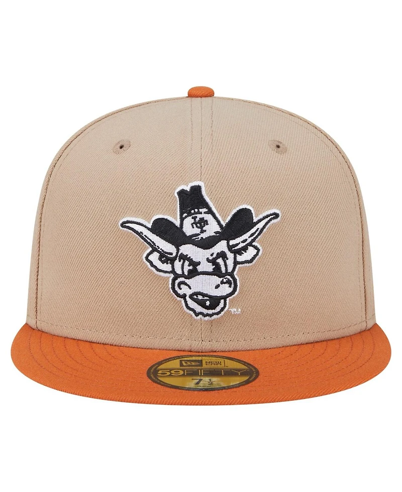 New Era Men's Khaki Texas Longhorns Throwback Two-Tone 59FIFTY Fitted Hat
