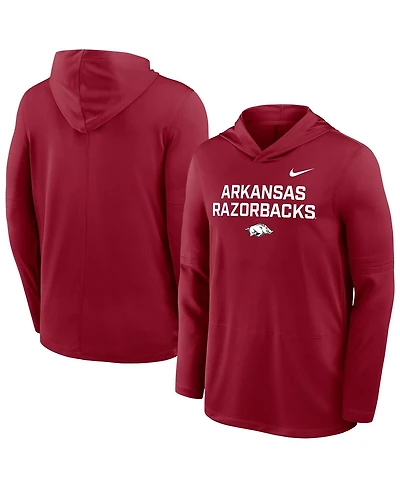 Nike Men's Cardinal Arkansas Razorbacks 2025 Sideline Dri-fit Long Sleeve Hoodie T-Shirt