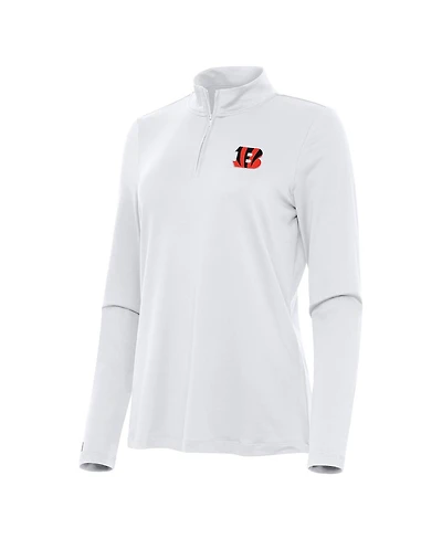 Antigua Women's White Cincinnati Bengals Reprocess Quarter-Zip Sweatshirt