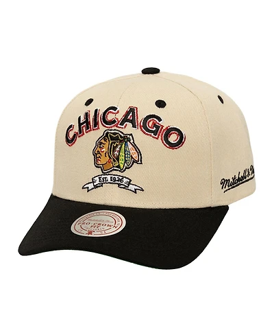 Mitchell & Ness Men's Cream Chicago Blackhawks Soul Legacy Defined Two-Tone Pro Crown Adjustable Hat