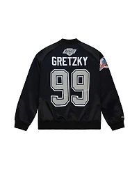 Mitchell & Ness Men's and Women's Wayne Gretzky Black Los Angeles Kings Maxed Out Full-Zip Satin Jacket