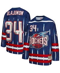Mitchell & Ness Men's and Women's Hakeem Olajuwon Navy Houston Rockets Maxxed Out Fashion Hockey Jersey