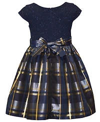 Bonnie Jean Girls 2-6X Short Sleeve Sparkle Knit to Taffeta Cascade Dress