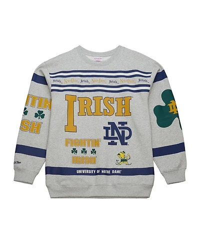 Mitchell & Ness Men's Gray Notre Dame Fighting Irish All Over Print Sweatshirt