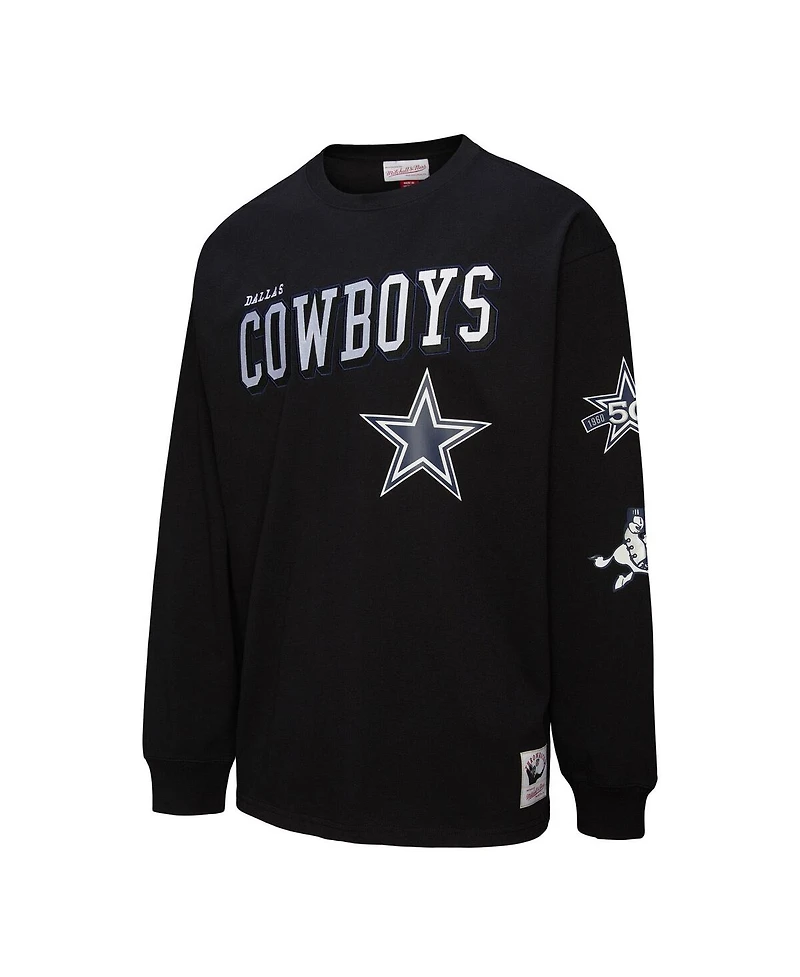 Mitchell & Ness Men's Black Dallas Cowboys Training Camp Vintage Logos Long Sleeve T-Shirt