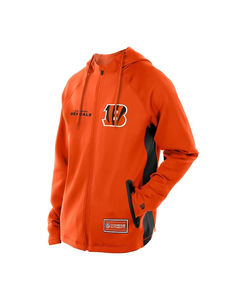 New Era Men's Orange Cincinnati Bengals Combine Authentic Raglan Scuba Full-Zip Hoodie