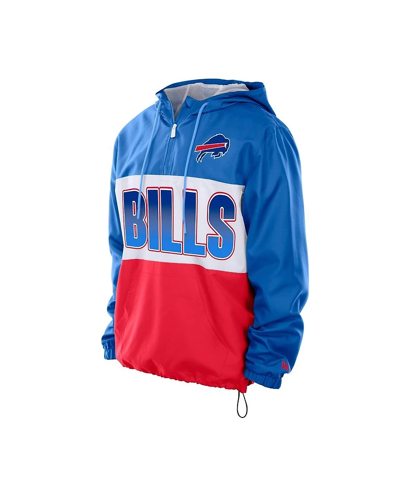 New Era Men's Royal Buffalo Bills Ripstop Quarter-Zip Hooded Windbreaker
