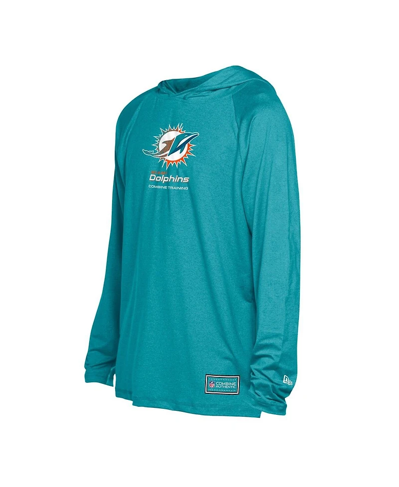 New Era Men's Aqua Miami Dolphins Functional Fandom Hoodie