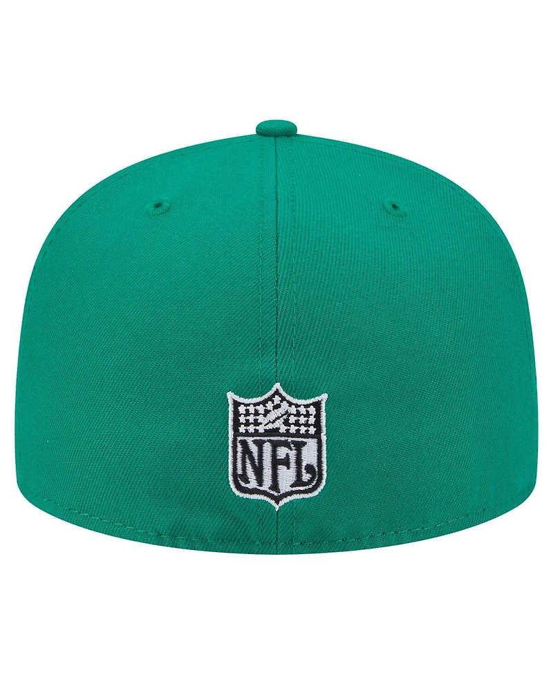 New Era Men's Kelly Green Philadelphia Eagles Throwback Oversized 59FIFTY Fitted Hat