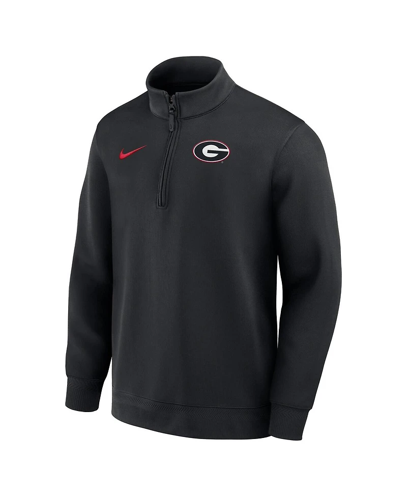 Nike Men's Black Georgia Bulldogs 2025 Coaches Premium Dri-fit Half-Zip Pullover Sweatshirt
