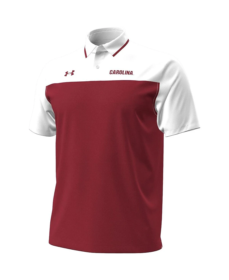 Under Armour Men's Garnet/White South Carolina Gamecocks Green Blocked Polo Shirt