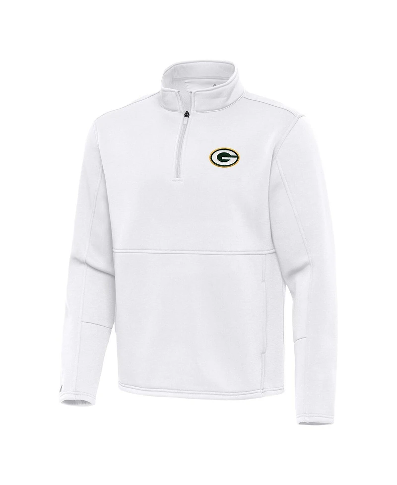 Antigua Men's White Green Bay Packers Twist Quarter-Zip Pullover Sweatshirt