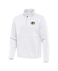 Antigua Men's White Green Bay Packers Twist Quarter-Zip Pullover Sweatshirt