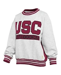 Pressbox Women's Heather Gray/Garnet South Carolina Gamecocks Endzone Crewneck Sweatshirt