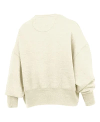 Pressbox Women's Natural Oregon Ducks Oversized Waist-Length Crewneck Sweatshirt