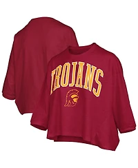 Pressbox Women's Cardinal Usc Trojans Midi Arch Over Logo Oversized T-Shirt