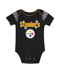Outerstuff Baby Girls 2-Piece Pittsburgh Steelers My Team Rocks Bodysuit and Skirt Set