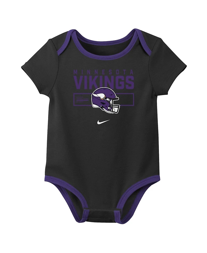 Nike Baby Boys and Girls 3-Piece Minnesota Vikings Bodysuit Set