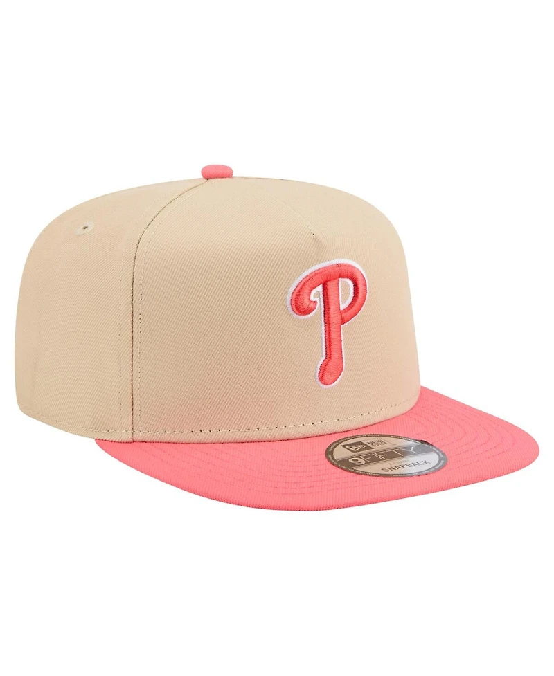 New Era Men's Light Beige/ Philadelphia Phillies Color Pack A-Frame 9FIFTY Snapback Hat
