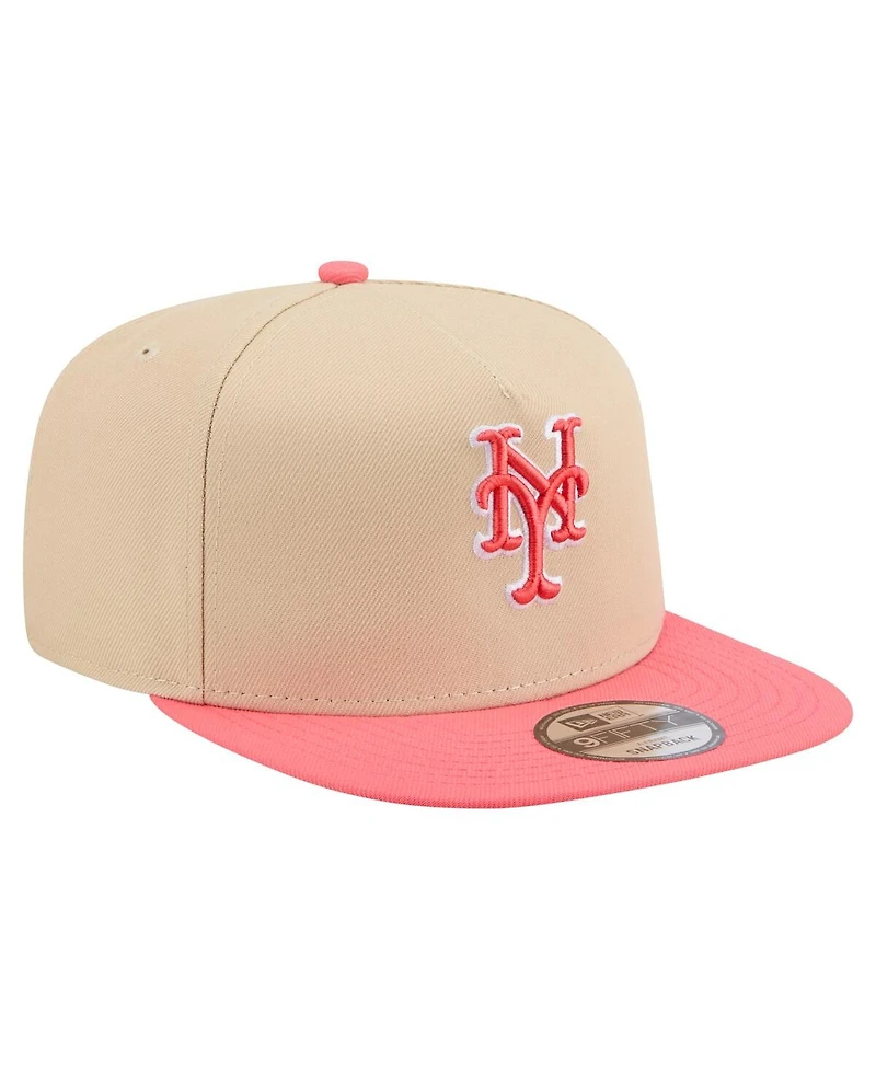 New Era Men's Light Beige/Coral New York Mets Color Pack A-Frame 9FIFTY Snapback Hat