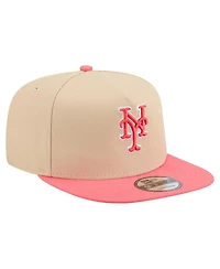 New Era Men's Light Beige/Coral New York Mets Color Pack A-Frame 9FIFTY Snapback Hat
