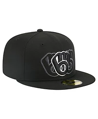 New Era Men's Black Milwaukee Brewers Tri-Hit 59FIFTY Fitted Hat