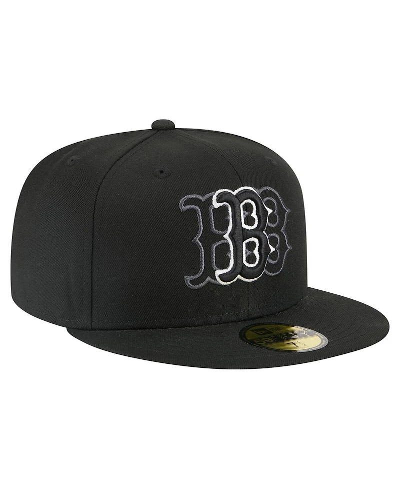 New Era Men's Black Boston Red Sox Tri-Hit 59FIFTY Fitted Hat