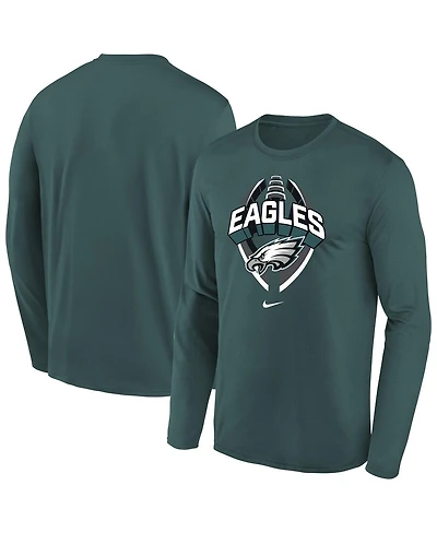 Nike Big Boys and Girls Midnight Green Philadelphia Eagles Primetime Legend Icon Long Sleeve Performance T-Shirt