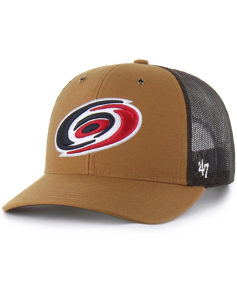 Carhartt x '47 Brand Men's Brown Carolina Hurricanes Trucker Adjustable Hat