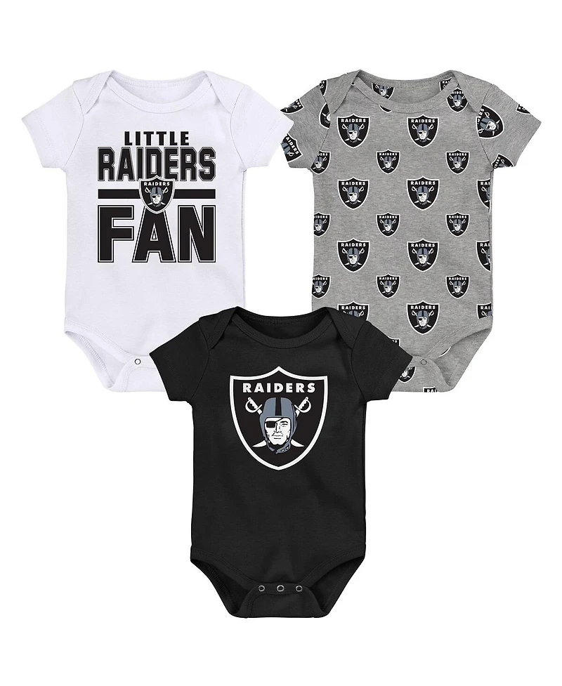 Outerstuff Newborn 3-Piece Las Vegas Raiders Little Tike Bodysuit Set