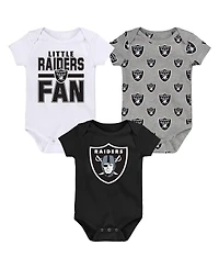 Outerstuff Newborn 3-Piece Las Vegas Raiders Little Tike Bodysuit Set