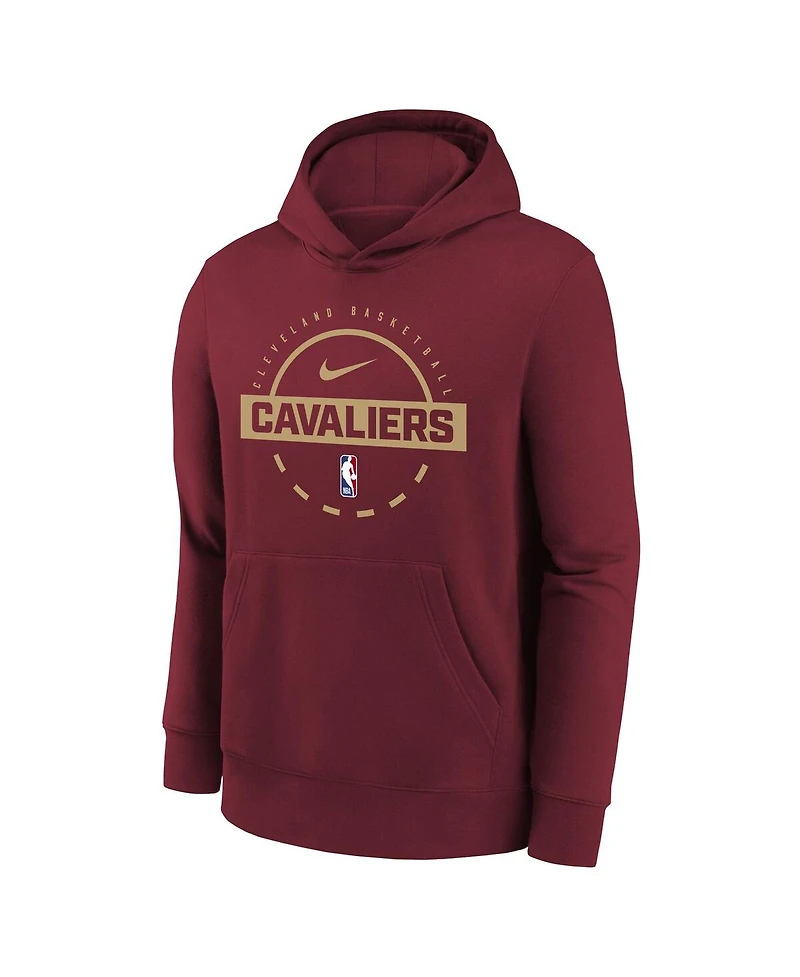 Nike Big Boys and Girls Wine Cleveland Cavaliers 2025/26 Club Fleece Practice Hoodie