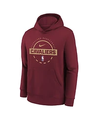 Nike Big Boys and Girls Wine Cleveland Cavaliers 2025/26 Club Fleece Practice Hoodie