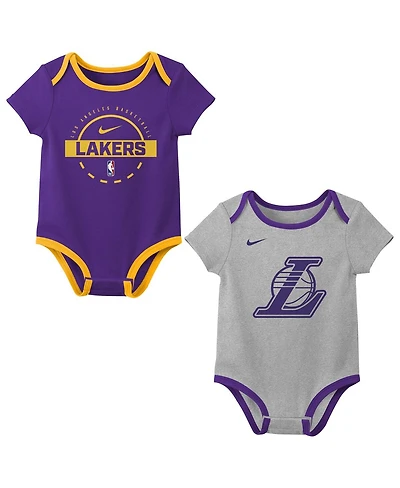 Nike Baby Boys and Girls Newborn 2-Piece Los Angeles Lakers Bodysuit Set