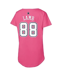 Outerstuff Big Girls CeeDee Lamb Pink Dallas Cowboys Player Name Number T-Shirt