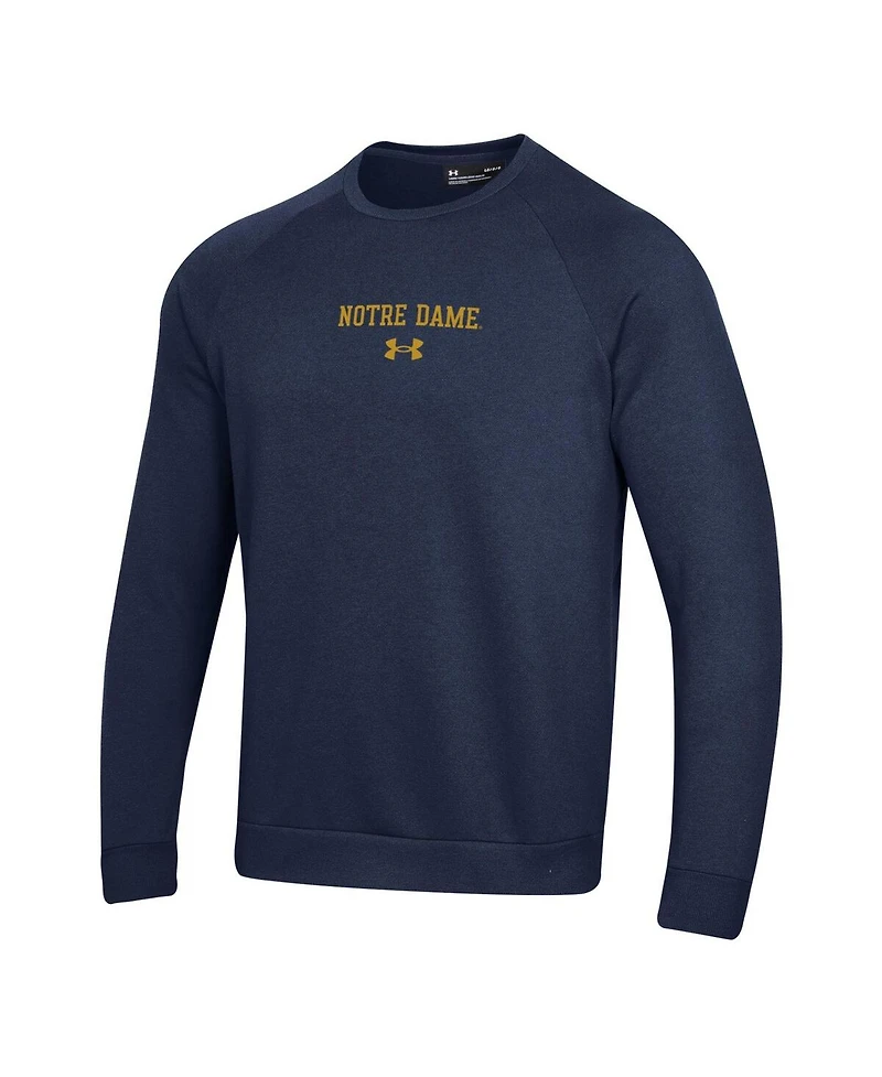Under Armour Men's Navy Notre Dame Fighting Irish Sideline Rival Fleece Crewneck Sweatshirt