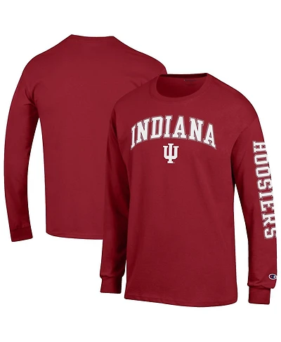 Champion Men's Crimson Indiana Hoosiers Arch Over Logo 2-Hit Long Sleeve T-Shirt