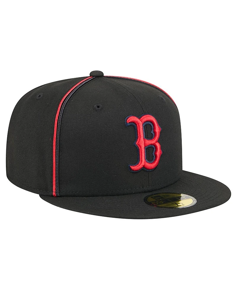 New Era Men's Black Boston Red Sox Soutache 59FIFTY Fitted Hat