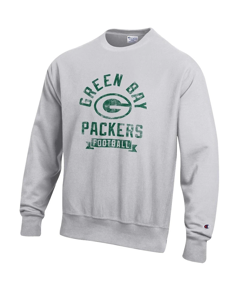 Champion Men's Heather Gray Green Bay Packers Reverse Weave Fleece Pullover Sweatshirt